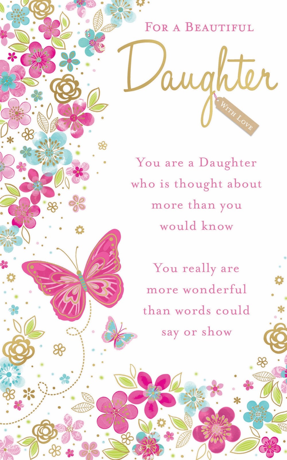 Card - Birthday Beautiful Daughter Butterflies 