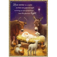 Christmas Boxed Cards: Animals at Manger with Jesus (18 cards)