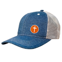 Men's Cap: Circle Cross, Denim/Beige