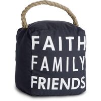 Door Stopper: Faith Family Friends, Dark Grey/White