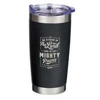 Stainless Steel Mug: Be Strong in the Lord (Eph. 6:10) Black