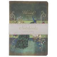 Large Notebook Set of 3: Blessed Blue Peacock (Jer 17:7)