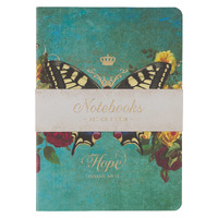 Large Notebook Set of 3: Butterflies - Hope/Teal, Be Still/Pink, Grace/Orange