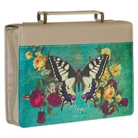 Bible Cover Large: Hope Teal Butterfly