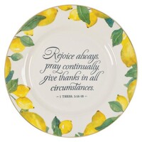 Ceramic Plate: Rejoice Always, Thess. 5:16-18, Sweet Summertime Lemons