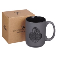 Ceramic Mug: Be Strong Eph. 6:10, Matte Gray (325ml)