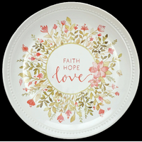 Ceramic Plate: Faith Hope Love, Pink Petite Floral