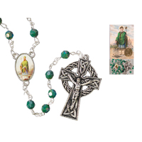 Rosary Glass Beads & Card Set - St Patrick