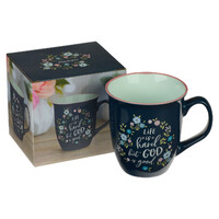 Ceramic Mug: Life is Hard But God is Good, Navy (473ml)