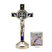 St Benedict Standing Crucifix Gold - 80mm