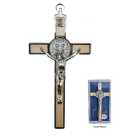 St Benedict Maplewood/Metal Crucifix - 155 x 75mm