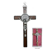 St Benedict Wood/Metal Crucifix - 200 x 100mm