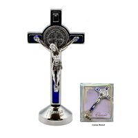 St Benedict Standing Crucifix Silver - 80mm