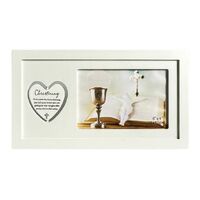 Christening Photo Frame with Double Sided Rotating  Heart