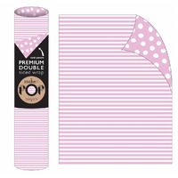 Roll Wrap - Pink Stripes on Dotty White (2m)