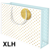 Gift Bag X-Large - Gold Foil Dots On White