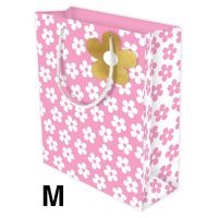 Gift Bag Medium - White Daisy on Pink