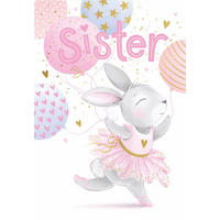 Card - Sister Birthday Bunny Tutu