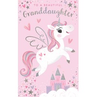 Card - Beautiful Granddaughter Birthday Unicorn