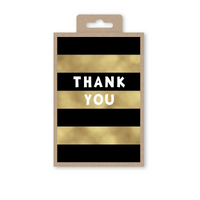 Notecards Box of 10 - Thank You w/Black & Gold