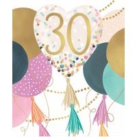 Card - 30th Birthday Party Balloons