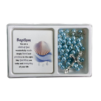 Baptism Rosary and Plaque Set Blue