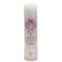 Baptism Candle for Baby Girl - Shell