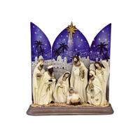 Nativity Set in White w/Blue Background