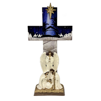 Holy Family w/Cross Scene in Blue