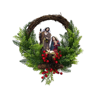 Christmas Wreath with Holy Family Plaque