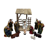 Nativity Stable Set Resin/Wood - 11pcs 125mm Stable