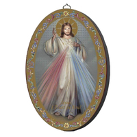 Icon Oval Wood Plaque - Divine Mercy