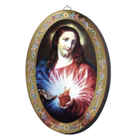 Icon Oval Wood Plaque - Sacred Heart of Jesus