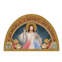 Icon Arch Wood Plaque - Divine Mercy