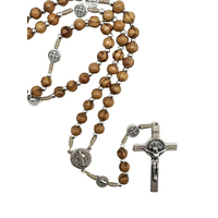 Rosary Olive Wood Beads - St Benedict