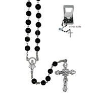 Rosary Sterling Silver w/Precious Stones - Black Agate