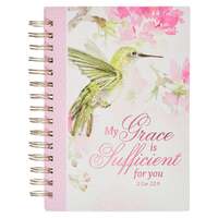 Journal - My Grace, 2 Cor. 12:9, Pink, Persevere Hummingbird