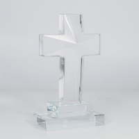 Crystal Diamond Cut Triangular Glass Standing Cross