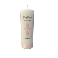 Baptism Blessing Candle - Pink