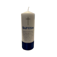 Baptism Candle - Cross/Blue Ribbon