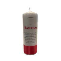 Baptism Candle - Cross/Pink Ribbon
