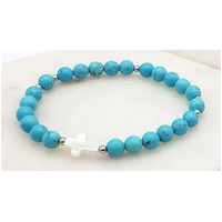 Turquoise Bracelet w/Silver Cross & Tulle Bag