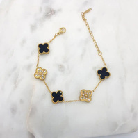 Gold Clover Bracelet - Black