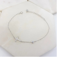 Sterling Silver Bracelet w/Cross