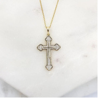 Gold Orthodox Cross CZ & Chain