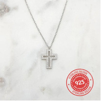 Sterling Silver CZ Cross Necklace