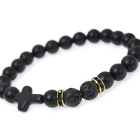 Bracelet Gold Ring Black Beads