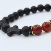 Bracelet Gold Ring Burgundy/Black Beads