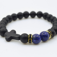 Bracelet Gold Ring Navy Blue/Black Beads