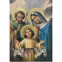 Holy Family Large Wood Plaque (L40cmxW29cm)